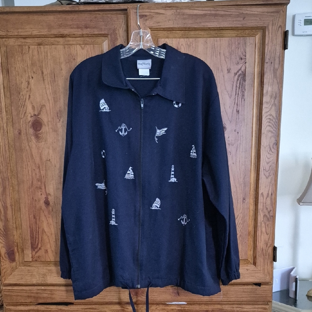 Bon Worth Oversized Navy Blue Shirt Jacket Shacket XL